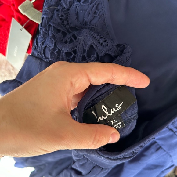 Lush navy blue dress - size extra large - sweetheart neckline lace open back - Picture 10 of 11